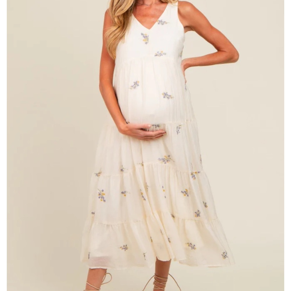 Pink Blush Lavender Ditsy Floral Embroidered Dress